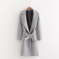 ZA autumn winter gray wool coat women thick long solid sashes casual women's windbreaker Outerwear woolen trench female clothes