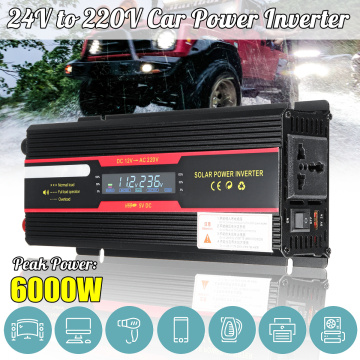 Car Inverter 12V 220V 6000W P eak solar Power inverter LCD Display DC 12/ 24V to AC 110V/220V Modified Sine Wave Converter