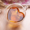 Creative Heart-shaped Double Wall Glass Transparent Heat-resistant Handgrip Glass Juice Drink Cup Coffee Tea Cup Drinkware