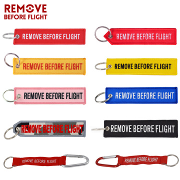 Remove Before Flight Tag Airworthy Key Chains Red Embroidery Keyring Chain for Aviation Tags OEM Key Chains Fashion Jewelry