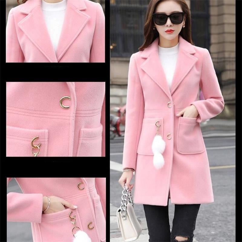 New 2020 Blends Woolens Overcoat Female Coat Autumn Winter Coats And Jackets Women Plus size Coat Women's Wool Coats Long Tops