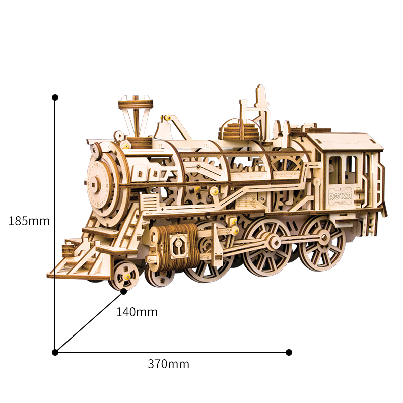 Robotime DIY Movable Locomotive by Clockwork Wooden Model Building Kits Assembly Toys Gift LK701 for Dropshipping