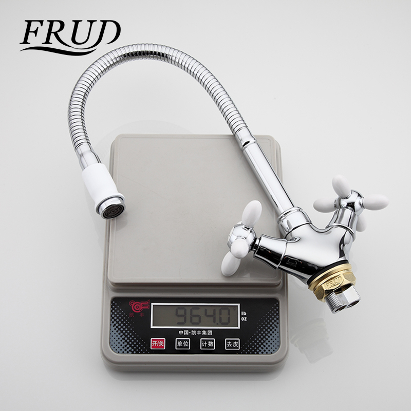 FRUD Solid Kitchen Mixer Cold and Hot flexible Kitchen Tap Single lever Hole Water Tap Kitchen Faucet Torneira Cozinha R43127-6