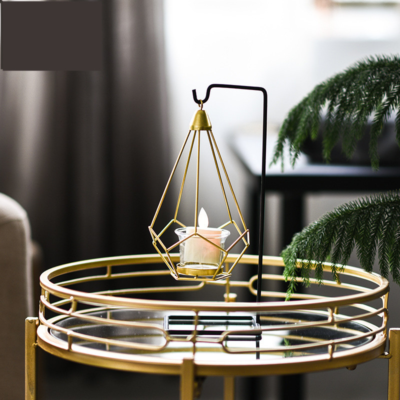 Nordic Iron Votive Candle Holders Modern Simple Metal Hanging Candlestick Living Room Home Wine Cabinet Decoration Crafts