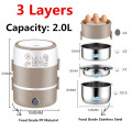 Mini Rice Cooker Stainless Steel 2L Insulated Lunch Box Food Container Sealed Fresh Bento Box Self-Heating For School Office