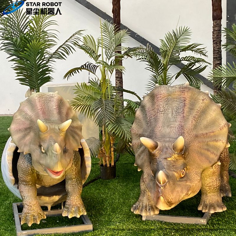 Realistic Animatronic Triceratops Family
