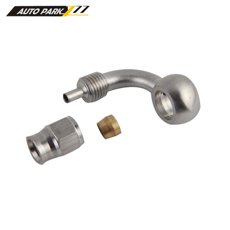 AN3 AN 10mm Stainless Steel 90 Degree Banjo Eye Brake Hose Fitting PTFE Ends Adapter For Auto Car