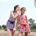 Bowknot Star Swimsuit Striped Swimwear Children Layered Ruffles Bathing Suit Child Beachwear Kids Sport Swimsuit