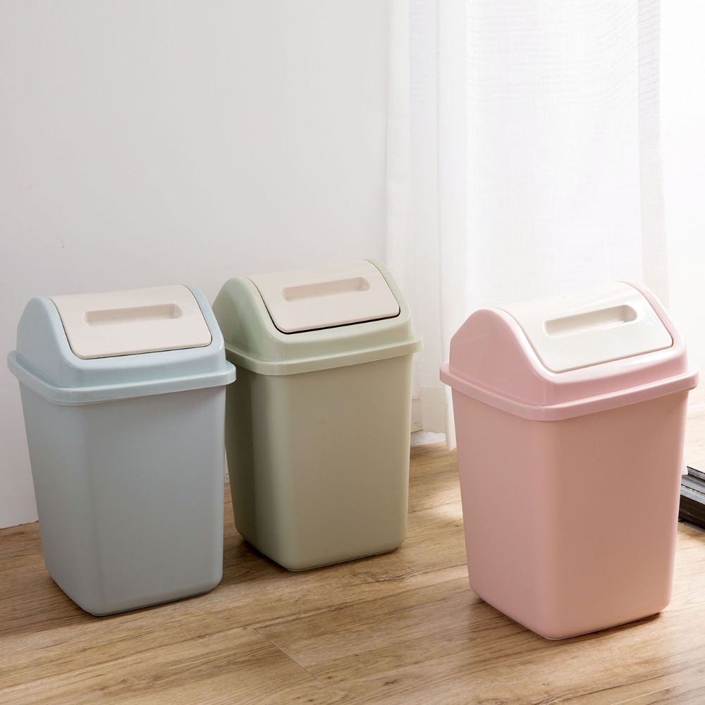 OTHERHOUSE Medium Trash Can Rolling Cover Type Trash Bin Paper Basket Zero Waste Home Ofiice Garbage Storage Bins Garbage Can