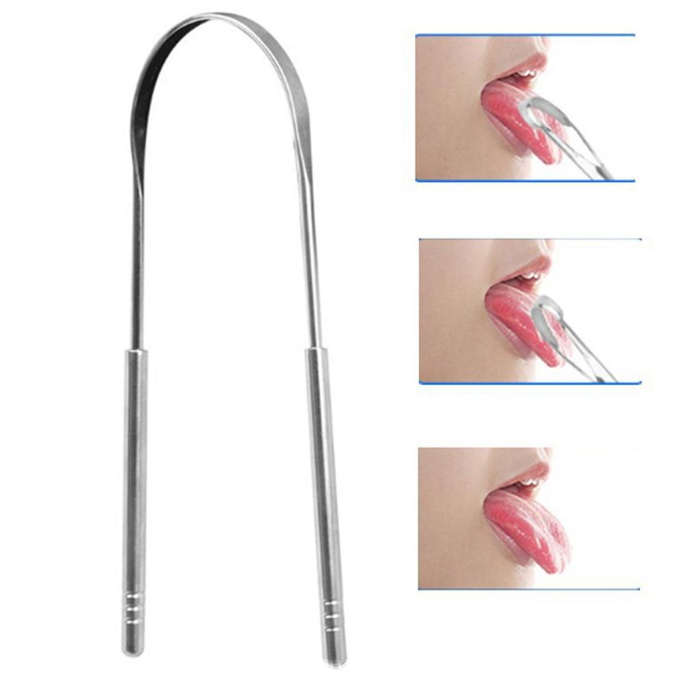 Stainless Steel U-Shaped Tongue Scraper Oral Tongue Cleaner Brush Breath Cleaning Coated TongueToothbrush Oral Hygiene Care Tool