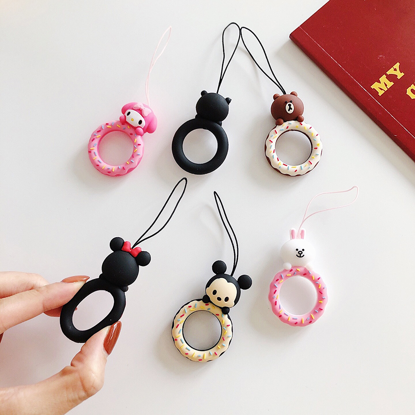 Universal PVC Cute Cartoon Anti-lost Finger Ring Lanyard With Elastic Mobile Phone Strap For Phone Case Mobile Phone Accessories