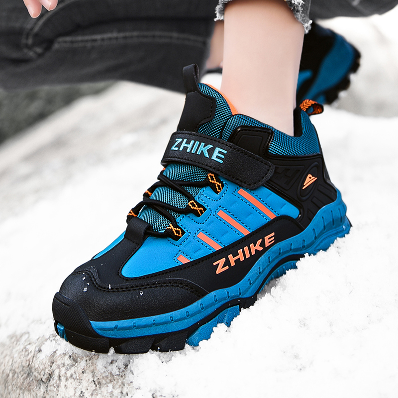 Kids Hiking Shoes Winter Boys Hiking Boots Warm Trekking Fur Lined Walking Sneakers Children Winter Booties Snow Shoes