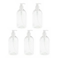 5Pcs 500ml Transparent Liquid Soap Shampoo Lotion Shower Gel Empty Pump Bottles Leakage-proof Refillable bottles