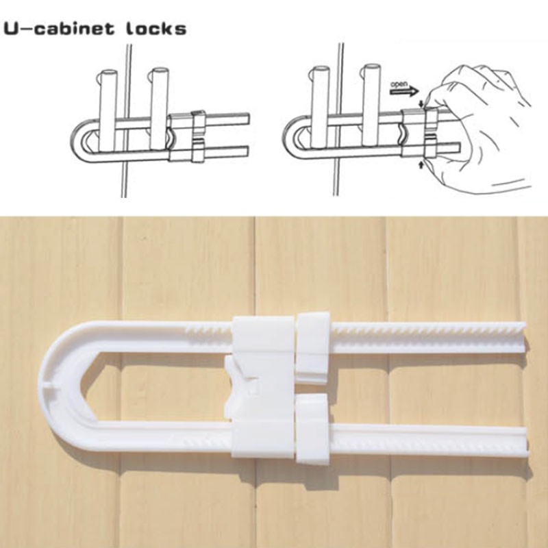 Baby Safety Lock Kids Child U Shape Cabinet Locks Children Protection Cupboard Security Door Lock Safe Doorways Gates Saftey