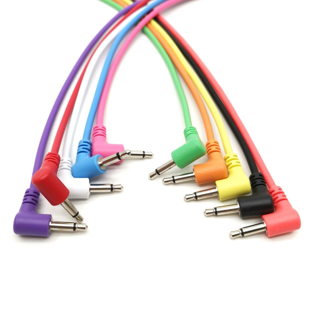 Right Angle Mono Modular Patch Cables - TS 3.5mm 1/8 inch - 10 Pack