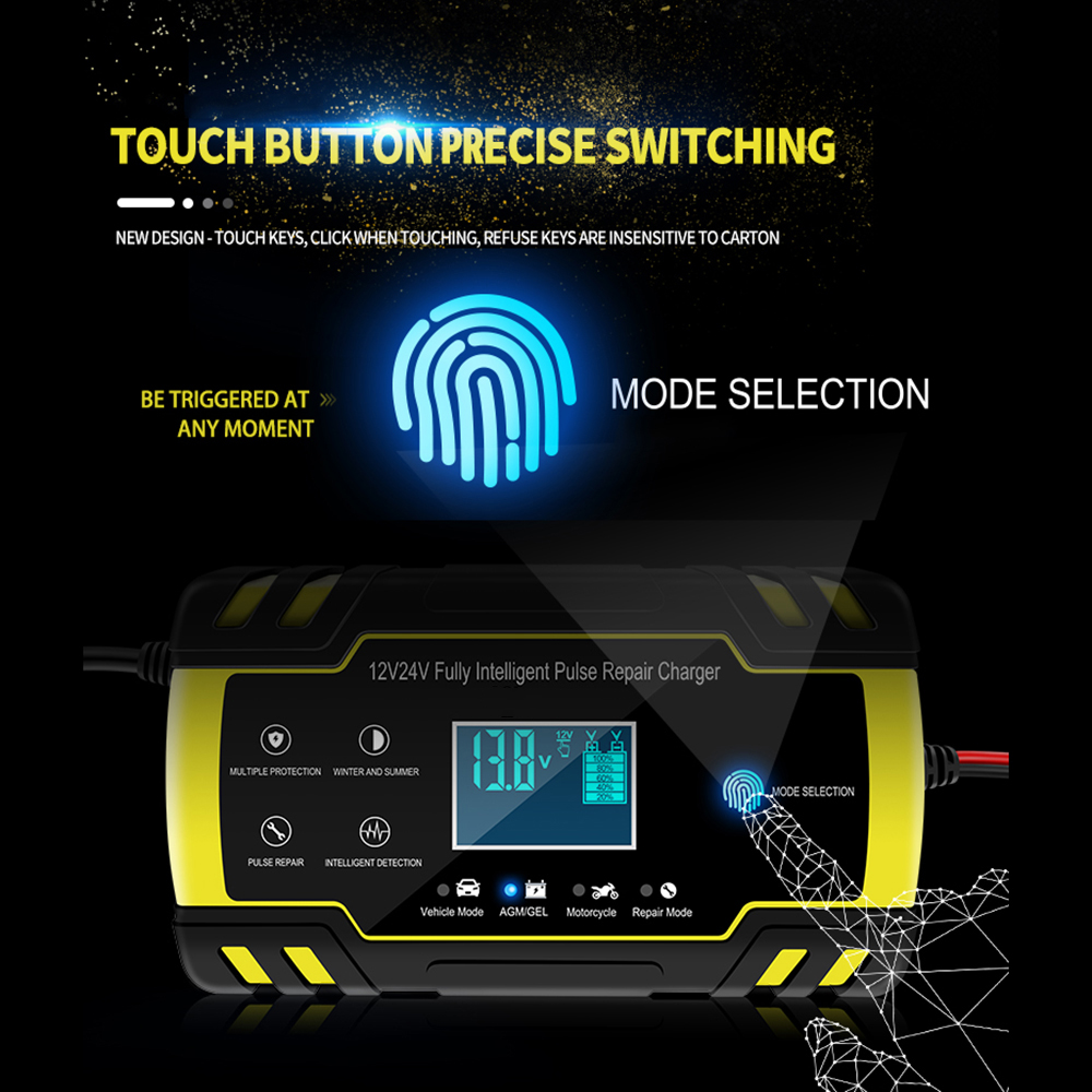 Automatic Car Battery Charger 100V-240V To 12V 8A 24V 4A/12V 6A Smart Fast Power Charging For Wet Dry Lead Acid Battery