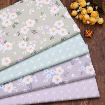 Green Gray Flower 100% Cotton Twill Fabric,Patchwork Cloth,DIY Sewing Quilting Fat Quarters For Baby&Child Dress Sheets Tissus
