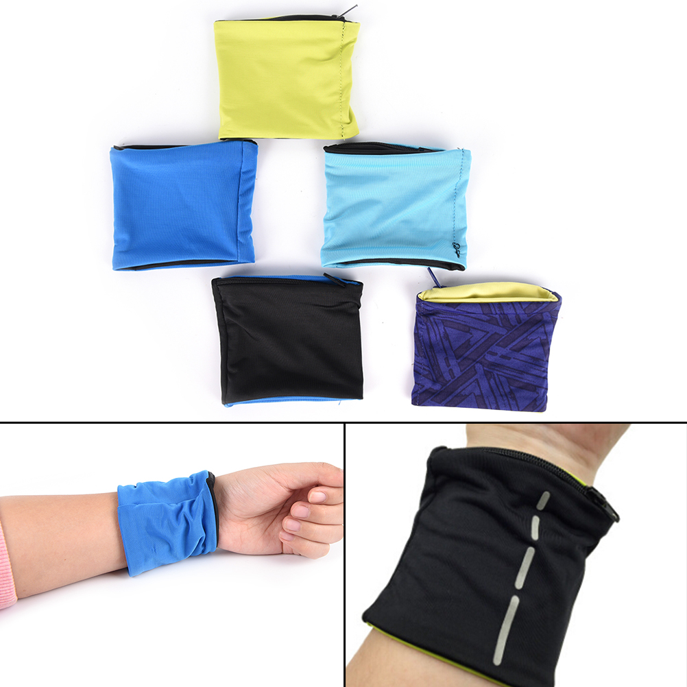 Hot Sale Reflective Running Wrist Wallet Pocket Wristband Coin Key Storage Bag Zipper Sport Wrist Support Wrap Strap Brace Pouch