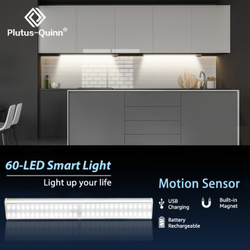 24/40/60 LEDs PIR LED Motion Sensor Light USB Rechargeable LED Under Cabinet Night Light For Kitchen Closet Wardrobe Stairs