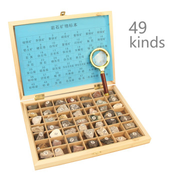42/49 kinds of Mineral/ rock and fossil specimen box hardbound primary school geography geology science teaching instruments