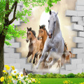 Custom Photo Wallpaper 3D Stereo Horse Broken Wall Mural Brick Wall Paper Living Room TV Background Wall Painting 3D Home Decor