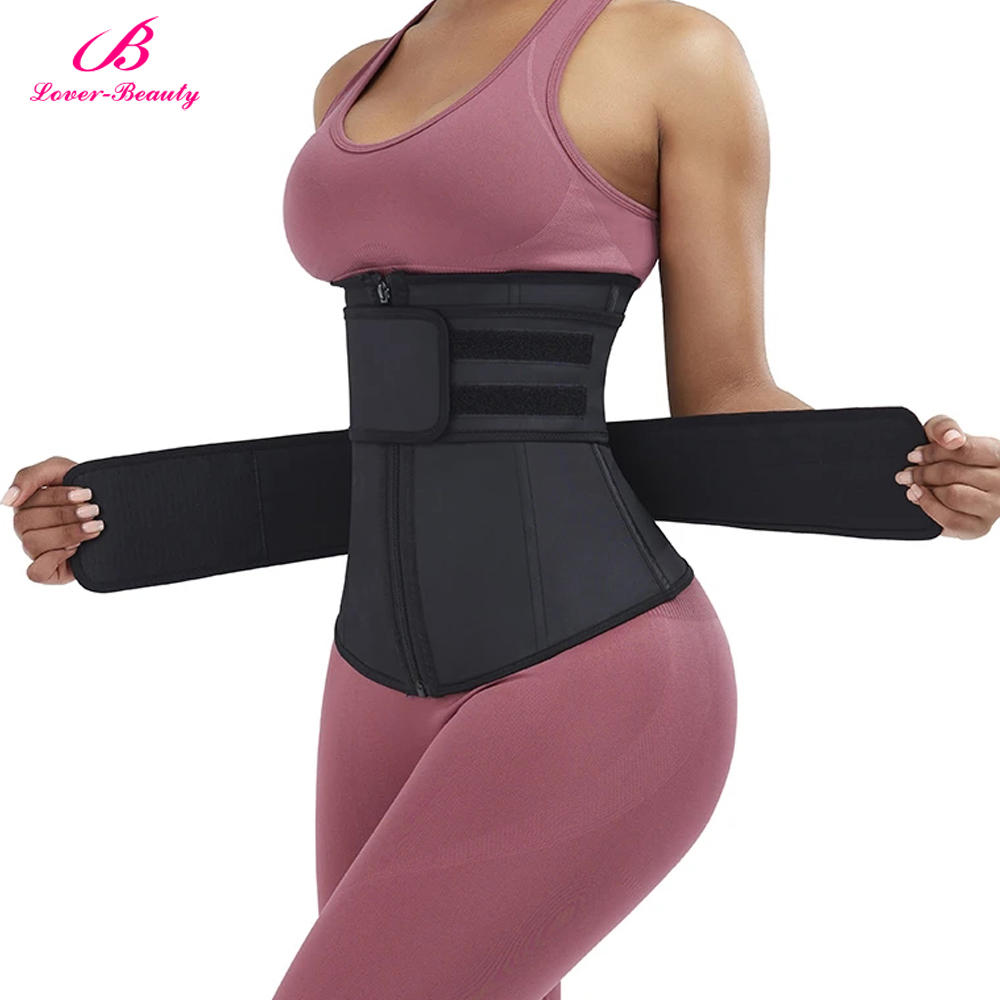 Women Latex Removable Double Starps Waist Trainer Trimmer Belt Body Shaper Cincher Slimming Belt High Compression Abdomen Belt