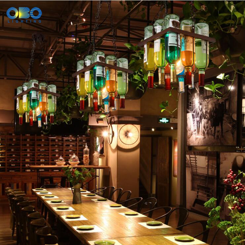 Pendant Lights American Retro Industrial Bar Creative Cafe Restaurant Lighting Glass Wine Bottle E27 LED Vintage Pendant Lamp