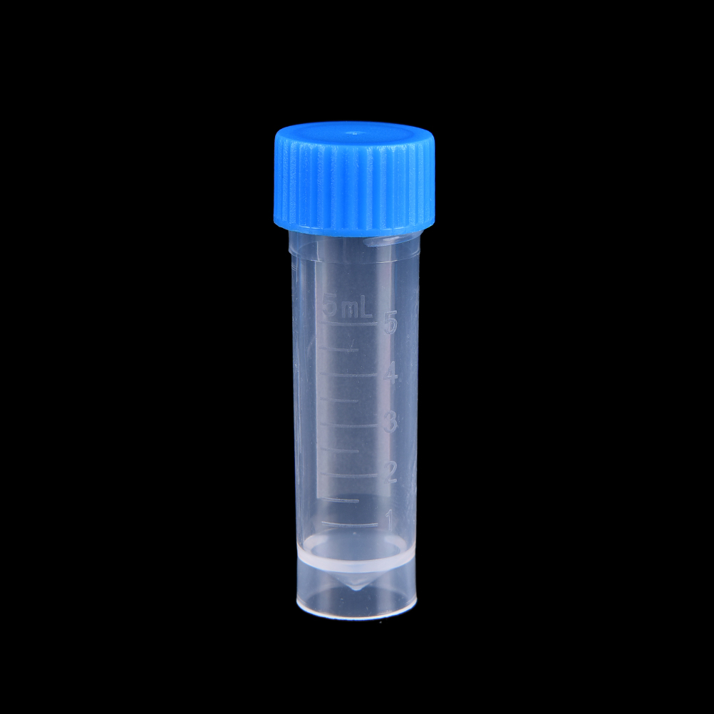 50pcs 5ml Chemistry Plastic Test Tubes Vials Seal Caps Pack Container for Office School Chemistry Supplies