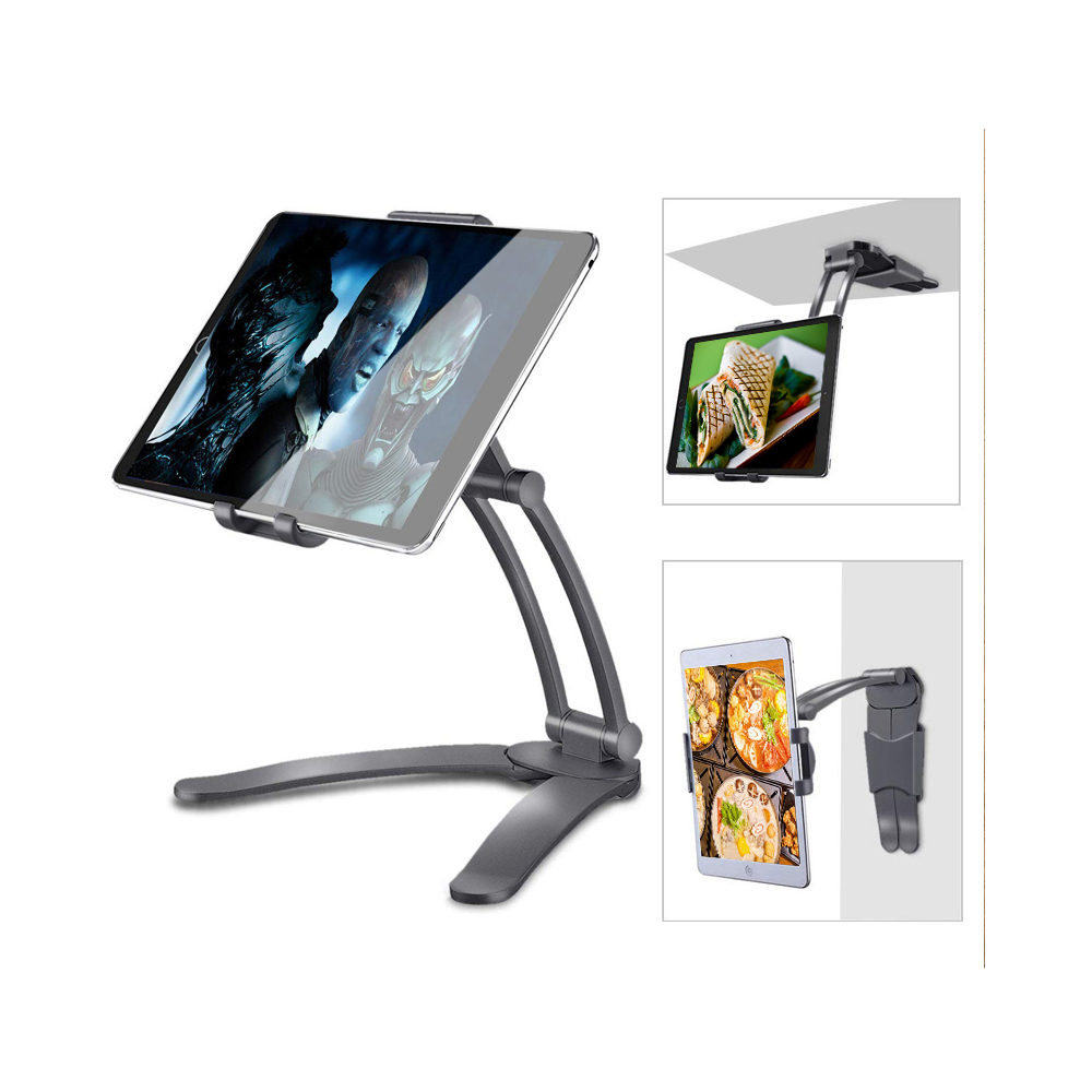 Kitchen Tablet Stand Wall Desk Tablet Mount Stand Fit For 5-10.5 inch Width Tablet Metal Bracket Smartphones Holders