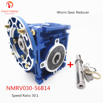 NMRV030 56B14 Worm Gear Reducer Ratio 30:1 for 3 Phase 380v or Single/2 Phase 220v 4 Pole 2400r/min 180w Asynchronous Motor