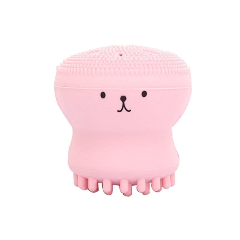 Wash Face Exfoliating Cute Pink Brush Cleaning Pad Facial Spa Skin Pore Cleanser Small Octopus Shape Silicone Care Tool TSLM1