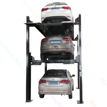 Hydraulic Car Parking Lift 4 Post Triple Stacker Lift Auto Car Parking Equipment Four Post Lift Jack with thrice Levels