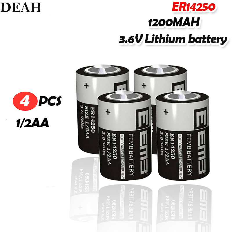 4PCS ER14250 ER 14250 CR14250SL 1/2AA 3.6V 1200mAh PLC industrial lithium battery primary battery for camera