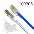 100pcs/Lot RJ45 Network Modular Plug 8P8C CAT5e CAT6 Cable Connector End Pass Through