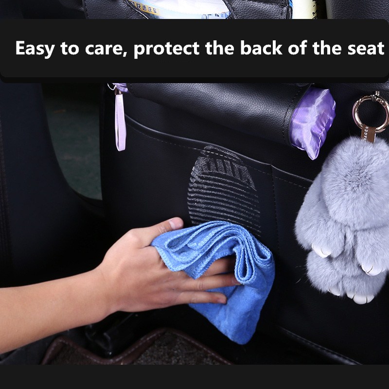 Car Seat Back Storage Bag PU Leather Backseat Hanging Bags Multi-function Phone Tissue Storage Organizers Seats Accessories