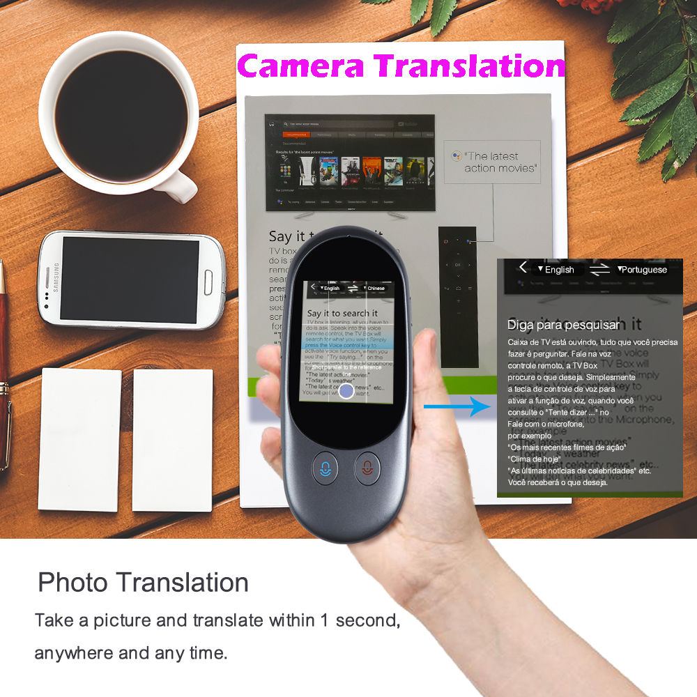 Portable Multi Languages Offline Voice Translator, F1 Camera 2.4 inch Screen Real Time Instant Two-Way 65 Languages Translation