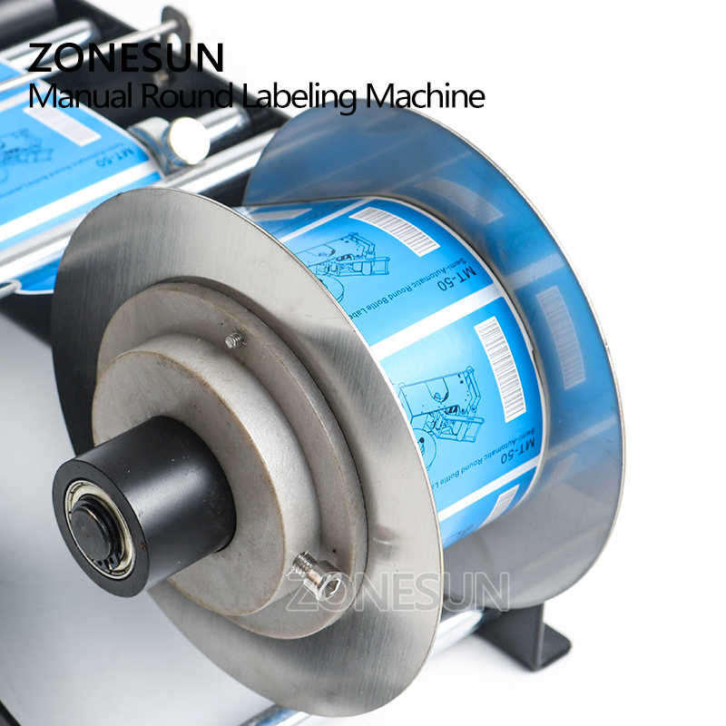 ZONESUN Manual Round Bottle Labeling Machine Beer Cans Wine Adhesive Sticker Labeler Label Dispenser Machine Packing Machine