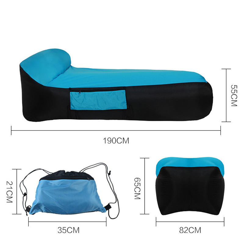 Larger Flat Inflatable Lounger Air Sofa Pocket Pillow Design Outdoor Garden Furniture Portable Beach Pool Couch Fast Folding