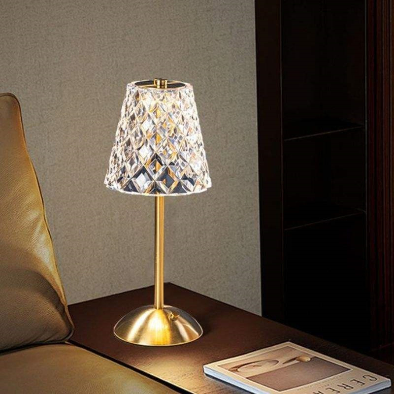 Crystal Shade Brass Table Lamp