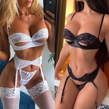 Hot Sale Erotic Lengerie Womens Sexy Lingerie Underwear Sleepwear Womens G-string Push Up Bra Lace Babydoll Nightwear Lengerie