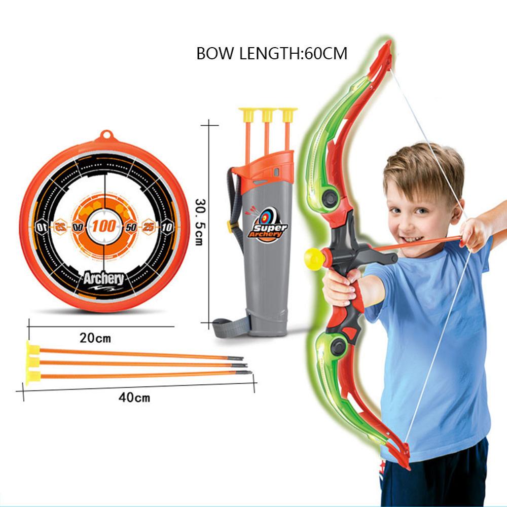 Bow Arrow for Kids with Led Flash Lights Archery Set 3 Suction Cups Arrows Outdoor Toys for Children 3-12 years old