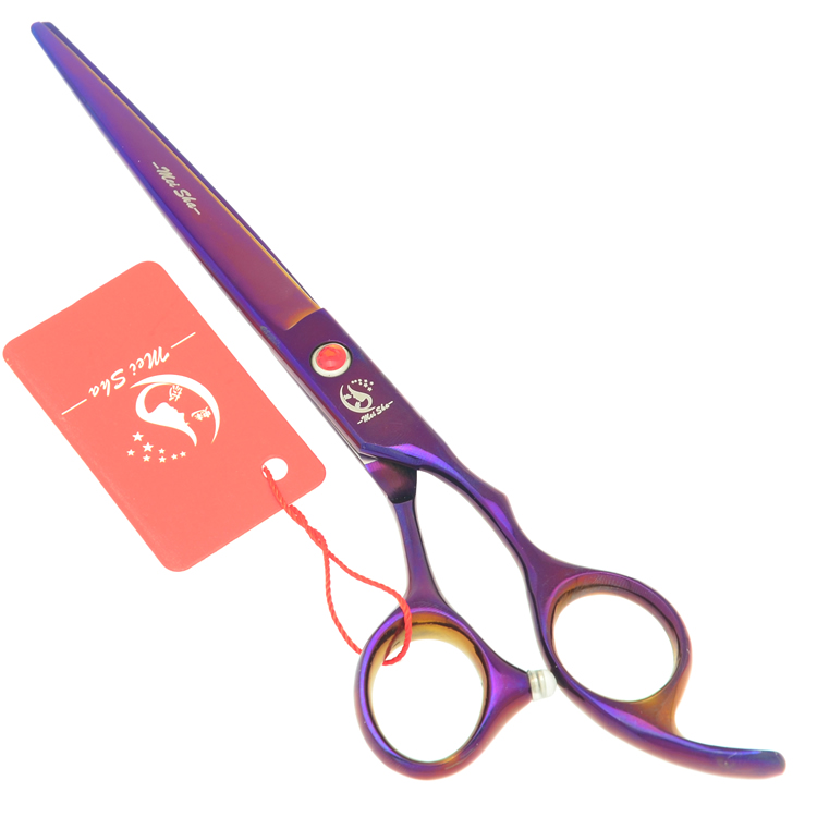 Meisha 7 inch Purple Pet Scissors DogS Grooming Set Kit Japan 440c Cutting Thinning Curved Shears for Animals Haircut HB0233
