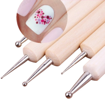 5Pcs 2 Way Wooden Dotting Pen Marbleizing Tool Nail Art Dot Dotting Tools