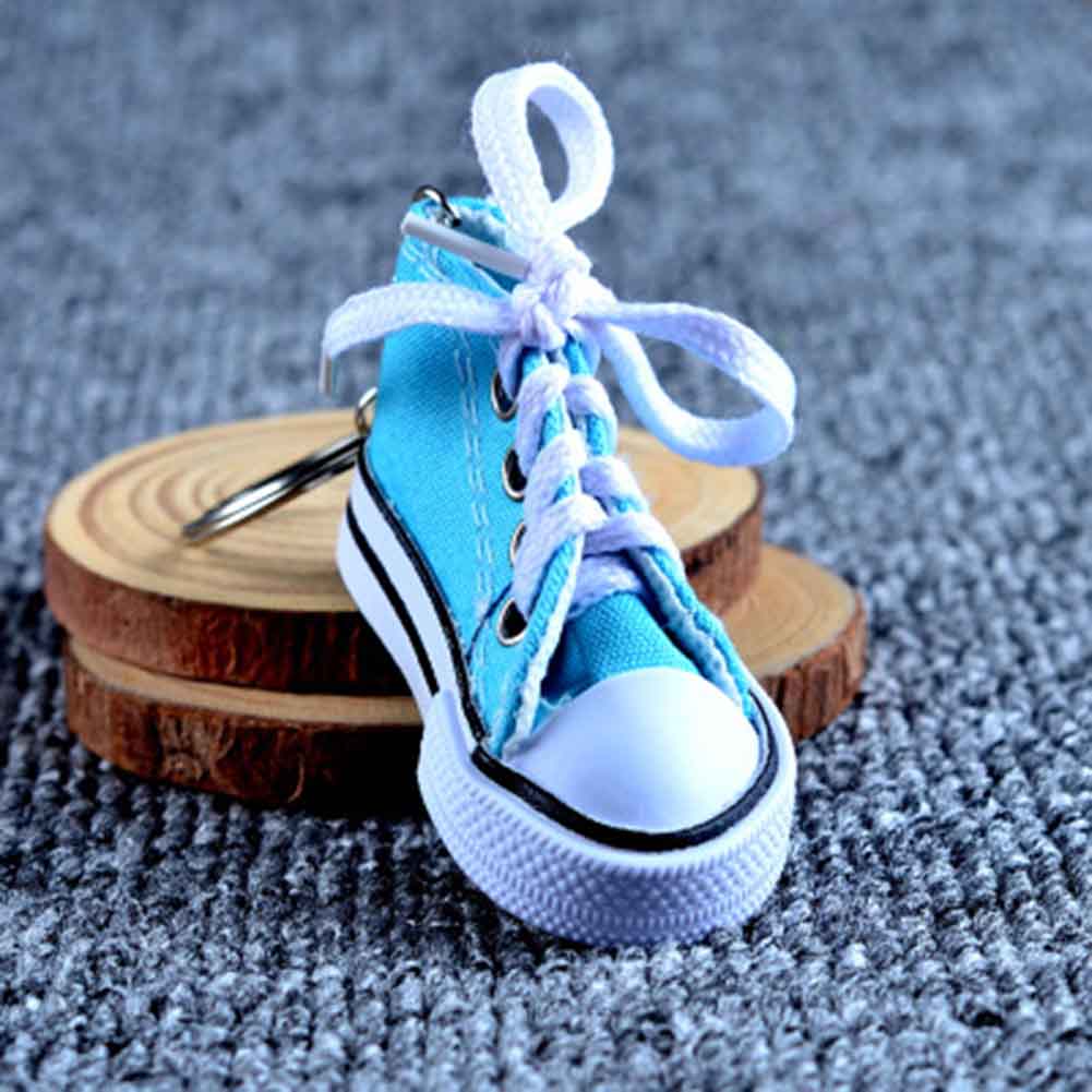 Mini Hi Top Canvas Sneaker Tennis Shoe Keychain Blue Pink Black White Sports Shoes Keyring Doll Funny Gifts