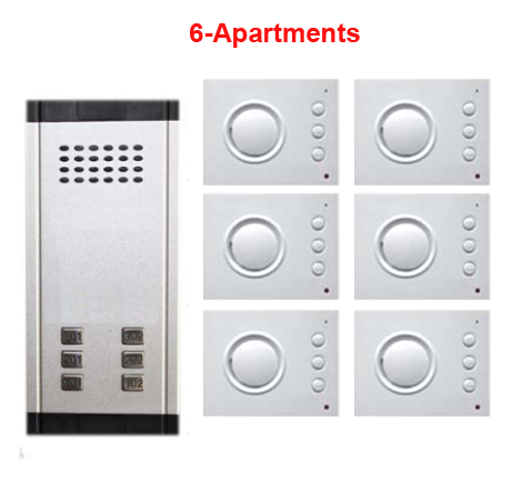 Building 2-wired hands-free indoor phone Direct Press Key audio intercom doorbell Audio Door Phone system for 6 apartments