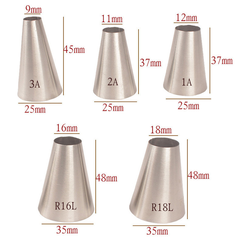 5pcs/set Round Cake Nozzles for Cream Decoration Stainless steel Pastry Icing Piping Nozzle Tips Fondant Biscuit Baking Tools
