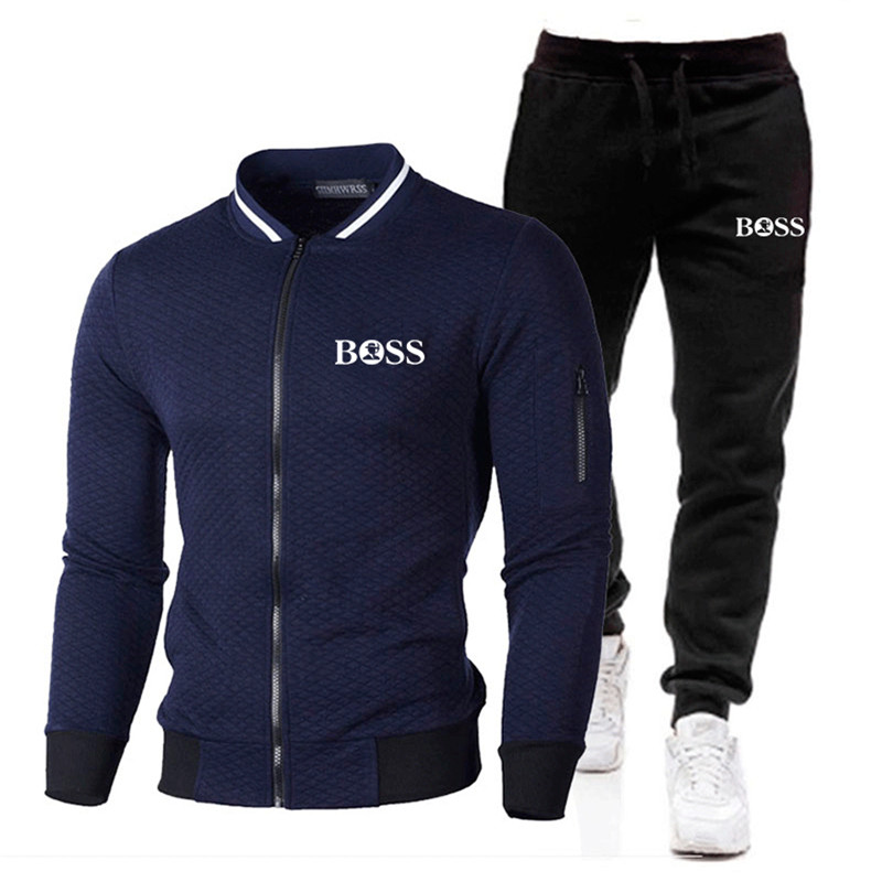 Men Casual Sets 2020 Winter New Brand Splice Jogger Tracksuit Zipper Hoodies+Pants 2PC Sets Men's Sportswear Sport Suit Clothing