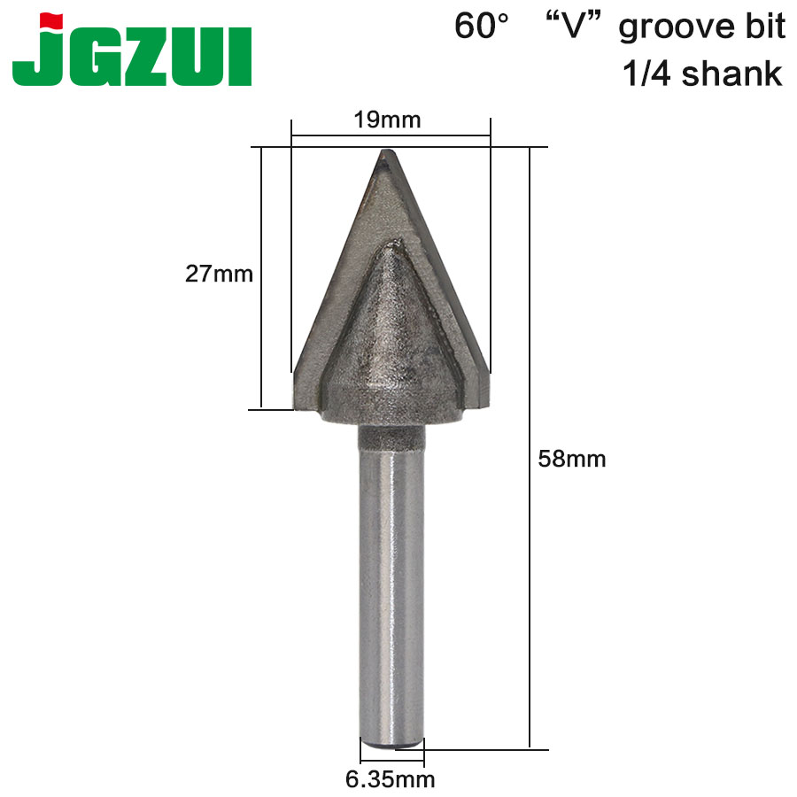 1pcs 1/4 Shank60 wood router bit Straight end mill trimmer cleaning flush trim corner round cove box bits tools