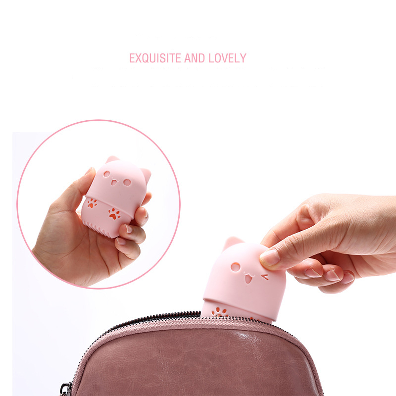 Kitten Beauty Powder Puff Holder Sponge Makeup Egg Drying Case Portable Soft Silicone Cosmetic Sponge Box Holder