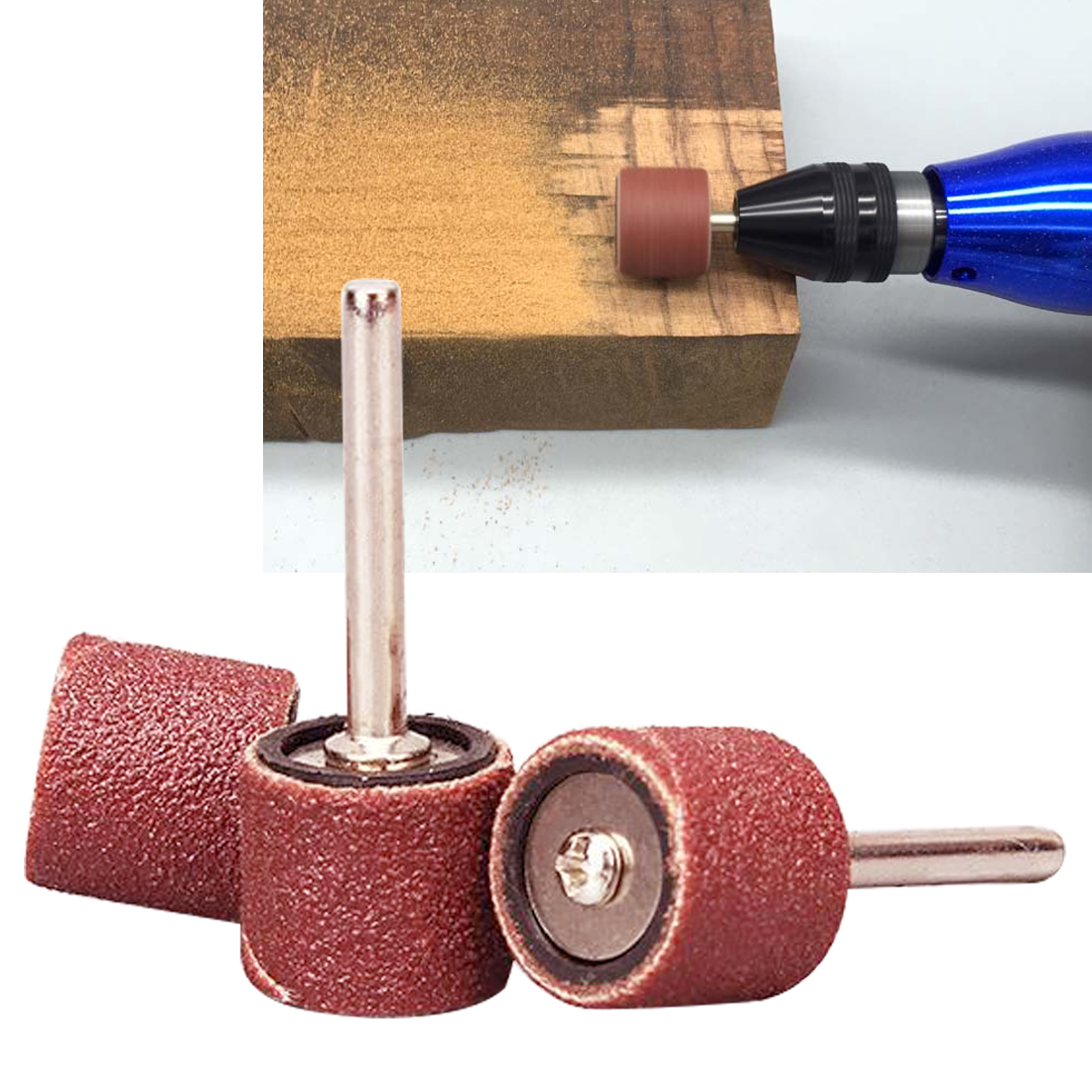 100pcs 1/2" 14mm Sand Paper Drum Sanding Kit +2Pcs Band Mandrel 1/8" Shank Rotary Tool Nail Drill Bits Abrasive Tools